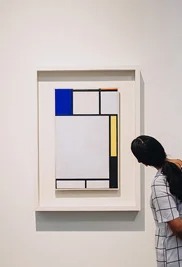 Geometric modern art frame displayed in Louvre Abu Dhabi gallery