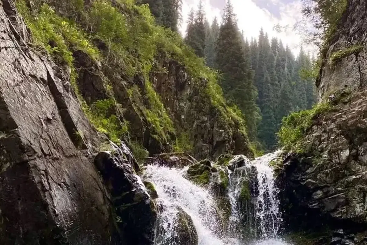 Waterfall in Ayusai Gorge near Almaty Kazakhstan