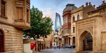 Historic streets of Icherisheher old city in Baku Azerbaijan