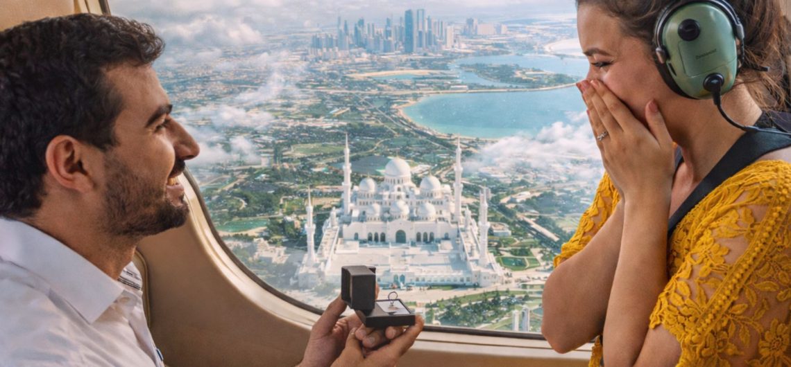 Romantic Helicopter Proposal over Abu Dhabi