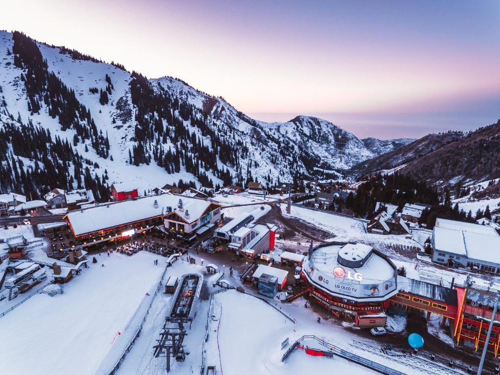 Shymbulak Ski Resort village in winter near Almaty Kazakhstan