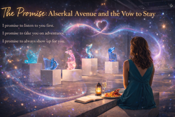 Woman in art gallery at Alserkal Avenue surrounded by colorful glass sculptures