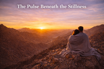 Couple watching sunrise over the Hajar Mountains in Hatta