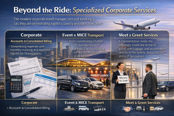 corporate travel services including billing, event transport and airport meet and greet services