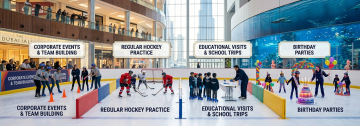 corporate team building hockey practice school trips and birthday parties Dubai Ice Rink