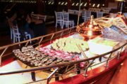 Buffet setup with an array of desserts onboard the Royal Dhow.