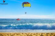 Parasailing adventure view from a beach in Ras Al Khaimah