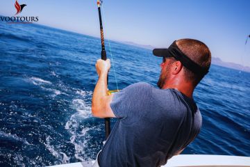 Man Engaged in Deep-Sea Fishing in Fujairah