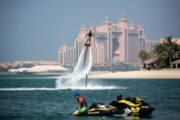 Flyboarding stunt near Atlantis, Dubai