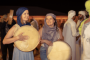 Women participating in a traditional Bedouin drum circle.