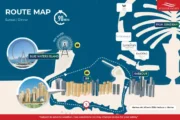 Route map for the 90-minute sunset and dinner cruise in Dubai Marina.