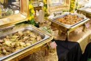 Lavish buffet spread on a yacht in Dubai