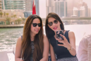 Two women taking a selfie on a yacht in Dubai Marina