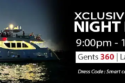 Night yacht party with smart casual dress code.