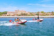 Two self-drive boats racing along Dubai’s coastline