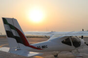 Close-up of the Light Sport Aircraft A6 MEC at the hangar.