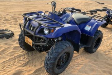 Yamaha Grizzly 350cc quad bike in the desert.