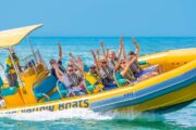 Several Yellow Boats docked abu dhabhi