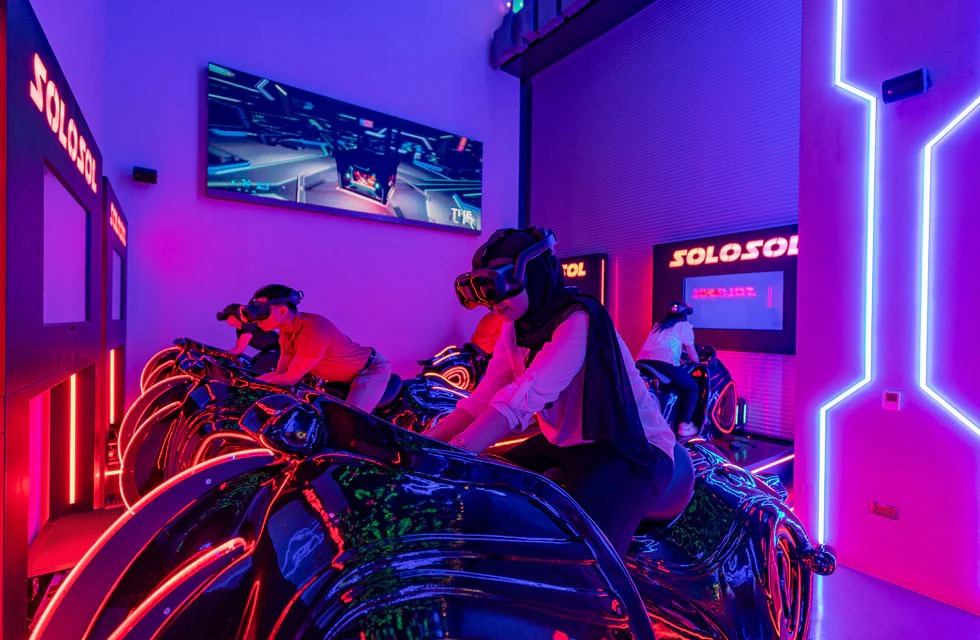 VR motorbike racing game at Pixoul Gaming Abu Dhabi