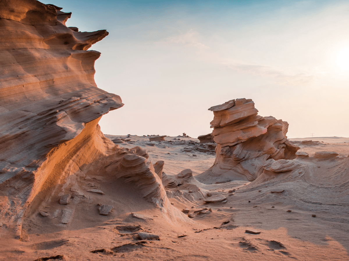 Wind-Carved Rock Formations in Al Wathba Desert