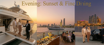 luxury yacht dinner cruise Abu Dhabi sunset skyline fine dining experience UAE