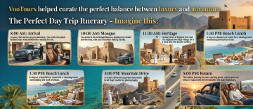 Fujairah private chauffeur itinerary including mosque fort beach lunch mountain drive UAE