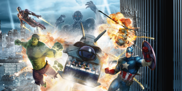 Marvel superheroes Hulk Iron Man Captain America ride experience IMG Worlds Dubai