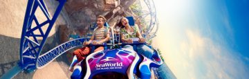 people enjoying roller coaster ride at SeaWorld Yas Island Abu Dhabi