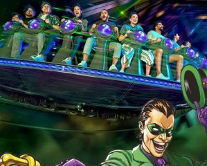 Riddler themed spinning ride Warner Bros World Abu Dhabi thrill ride
