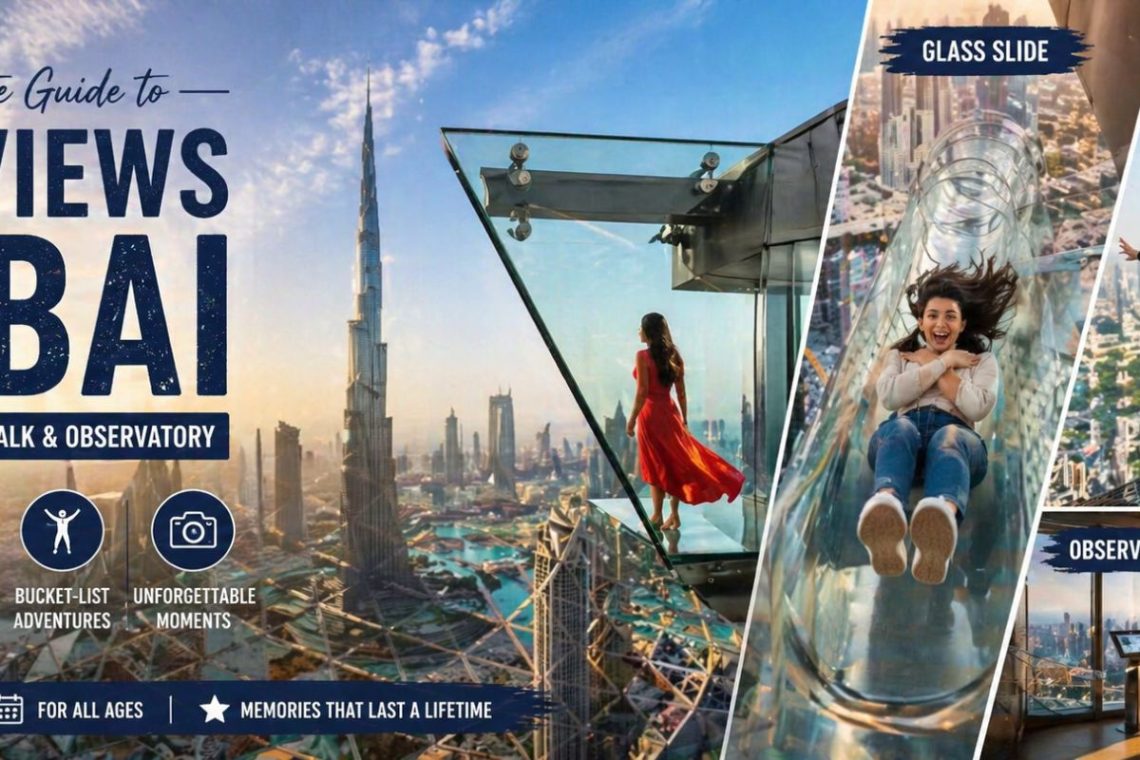 Sky Views Dubai guide banner glass slide edge walk observatory Burj Khalifa skyline
