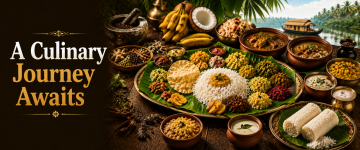 Traditional Kerala Sadya with authentic dishes served on a banana leaf.