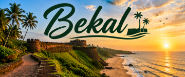 Bekal Fort overlooking the Arabian Sea with scenic coastline and sunset.
