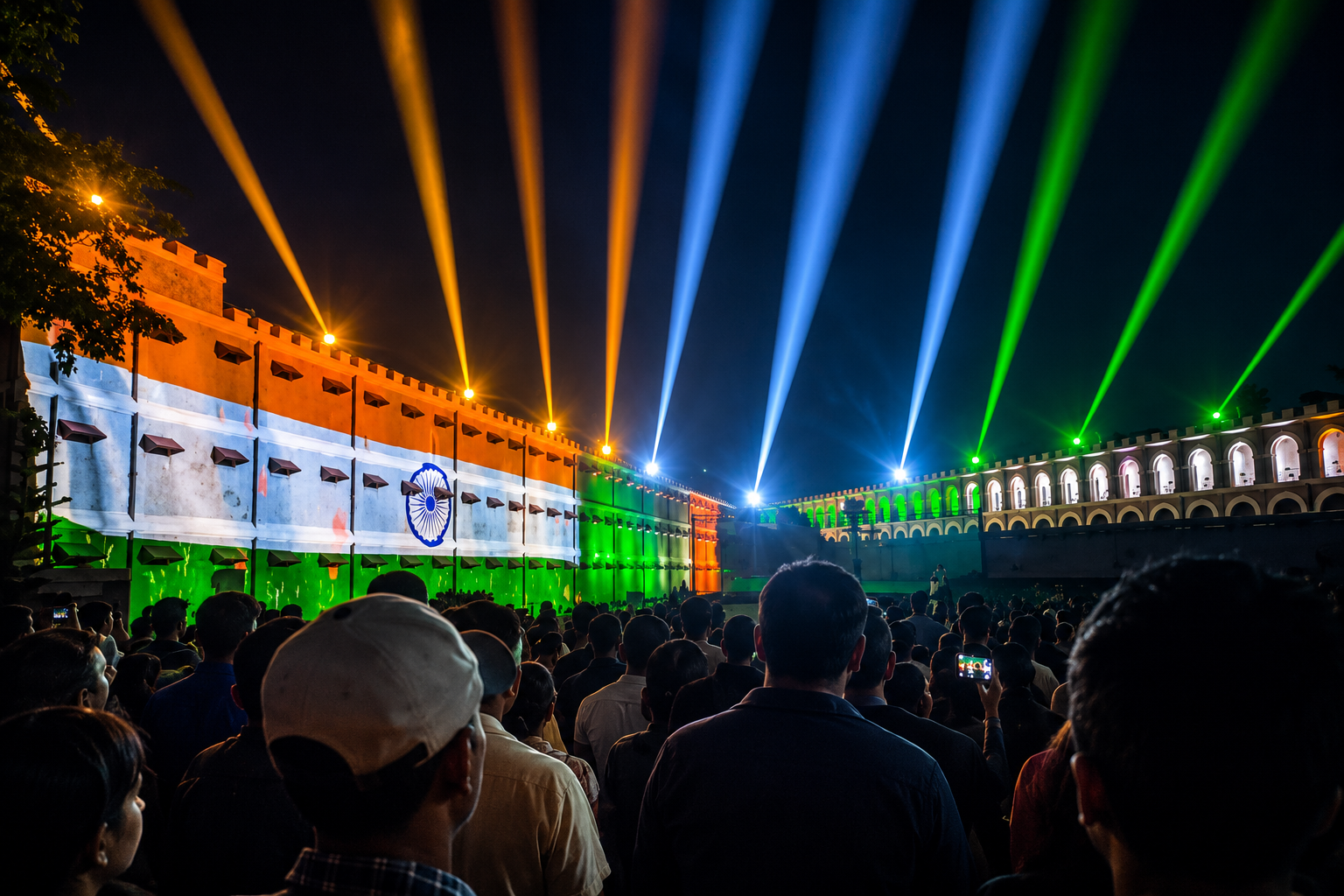 Spettacolo di luci tricolore nella prigione cellulare