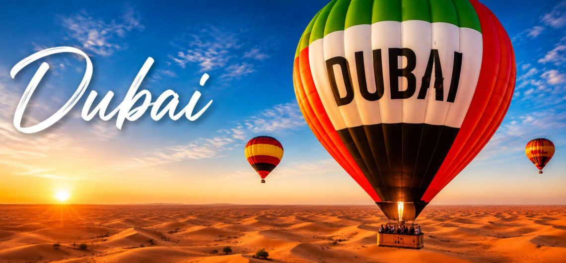 falcon experience during a hot air balloon ride over the Dubai desert.