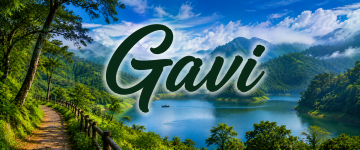 Scenic view of Gavi lake surrounded by misty forests and mountains in Kerala.
