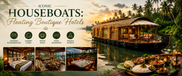 Premium Kerala houseboat offering luxury accommodation, gourmet dining and scenic backwater cruises.