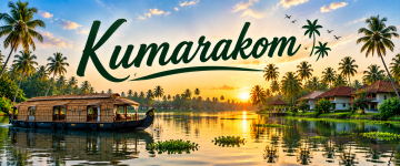 Traditional Kerala houseboat cruising through the peaceful backwaters of Kumarakom.