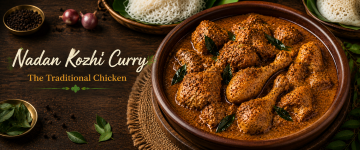 Traditional Nadan Kozhi Curry made with country chicken, coconut, and Kerala spices.