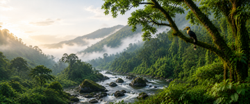 River flowing through Silent Valley National Park surrounded by pristine rainforest.