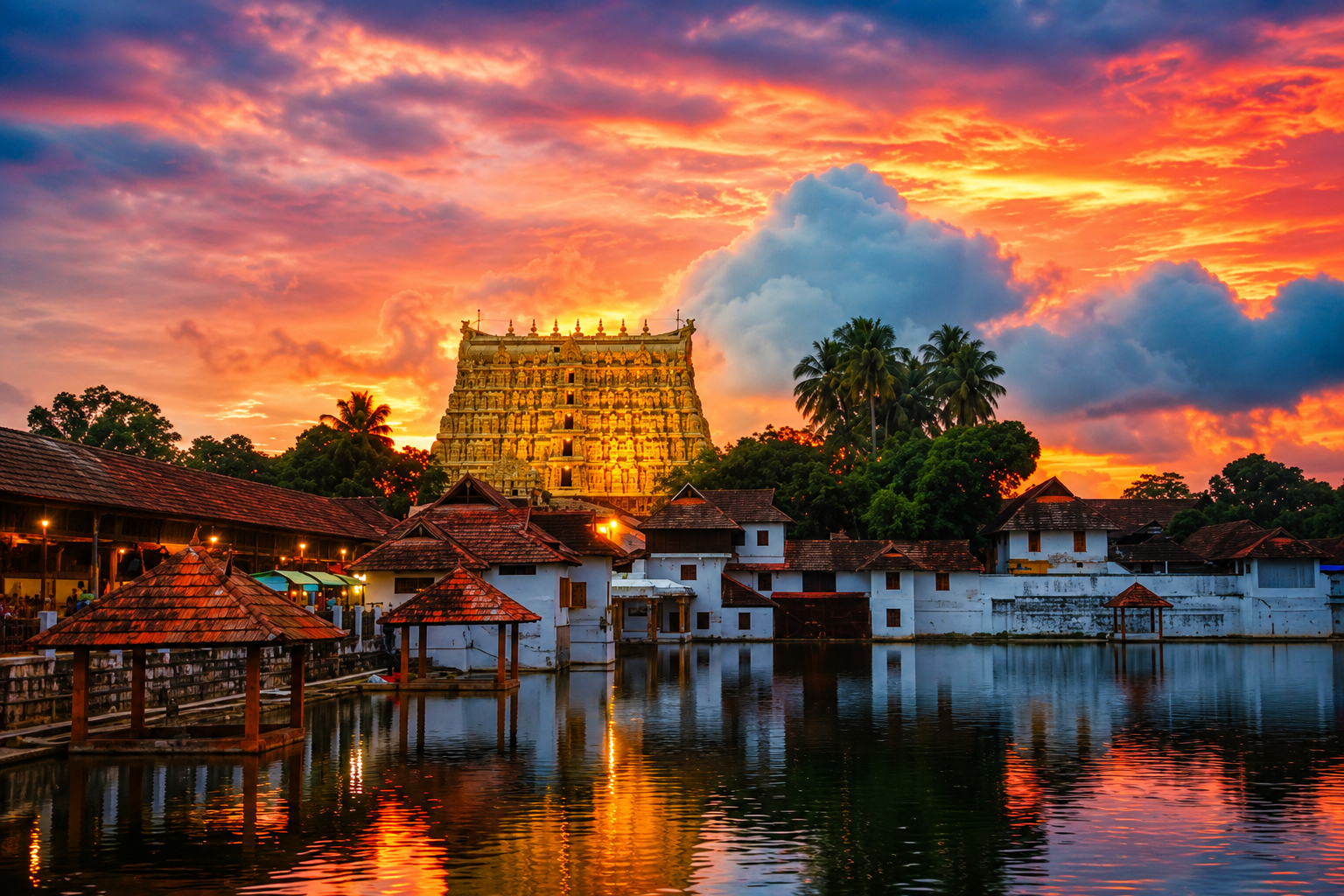 Padmanabhaswamy Temple at Sunset, Thiruvananthapuram, Kerala
