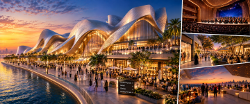 Dar al Funoon Abu Dhabi performing arts venue with restaurants, retail and waterfront visitor spaces