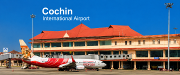 Cochin International Airport terminal and aircraft, a major air gateway for travelers visiting Munnar