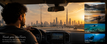 Traveler returning to Dubai after exploring Al Rafisah Dam, Dibba, Snoopy Island and Dibba Rock with VooTours
