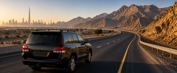 SUV road trip from Dubai toward the Hajar Mountains and UAE East Coast